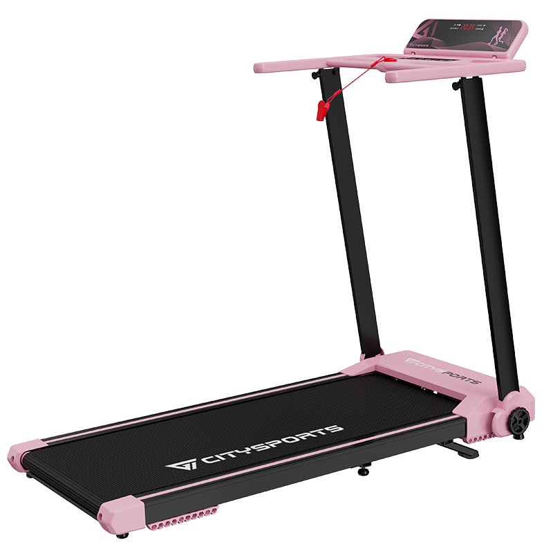CITYSPORTS WP9 Folding Treadmill – 1400W Motor, 12 km/h, Incline up to 7.7% — Compact Home & Office Treadmill Pink